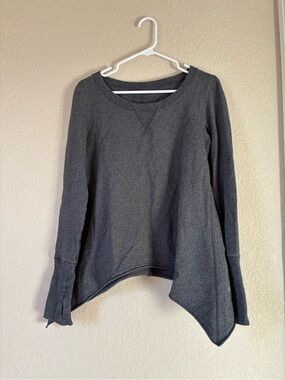 Women's Charcoal Asymmetric Hem Long Sleeve Sweatshirt